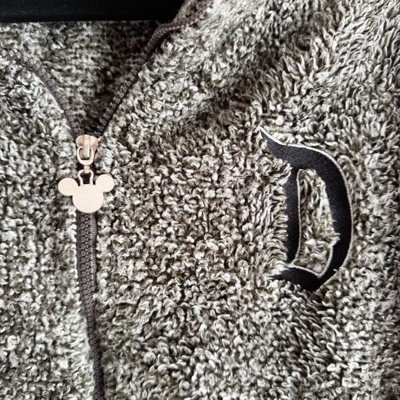 Disney Disneyland Resort Grey Sherpa Furry Fleece D Icon Full Zip Jacket - 3X - Picture 5 of 10